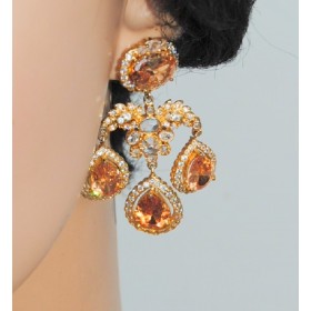  Champagne Diamond Drop Dangler Earrings